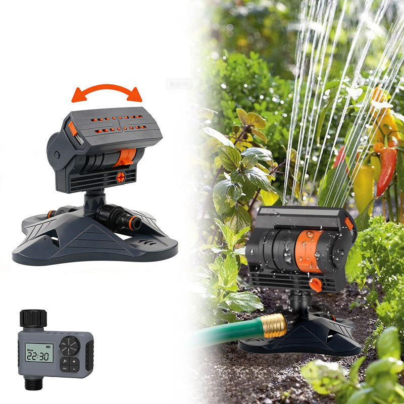 16-Nozzle Oscillating Sprinkler with Dual-zone Sprinkler Water Timer