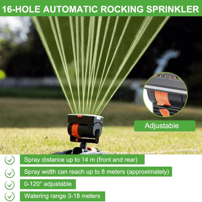 16-Nozzle Oscillating Sprinkler with Dual-zone Sprinkler Water Timer