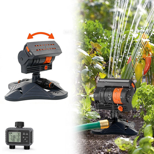 16-Nozzle Oscillating Sprinkler with Dual-zone Sprinkler Water Timer