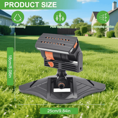 16-Nozzle Oscillating Sprinkler with Dual-zone Sprinkler Water Timer