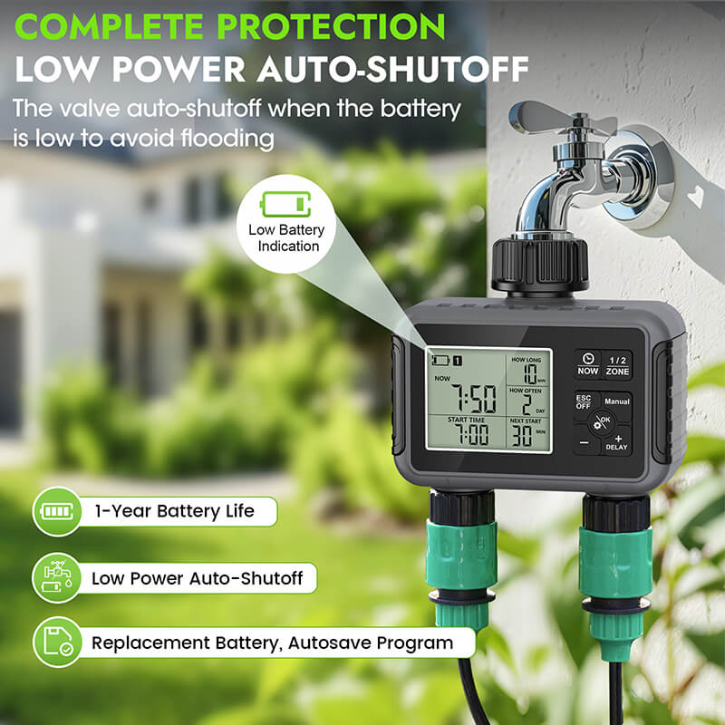 16-Nozzle Oscillating Sprinkler with Dual-zone Sprinkler Water Timer